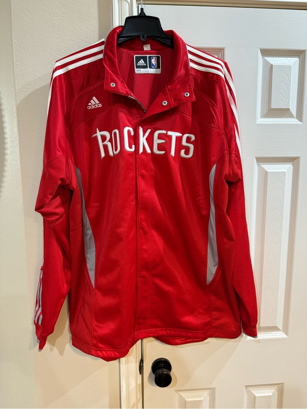 adidas Red NBA Team Warm-Up Jacket with White Logos